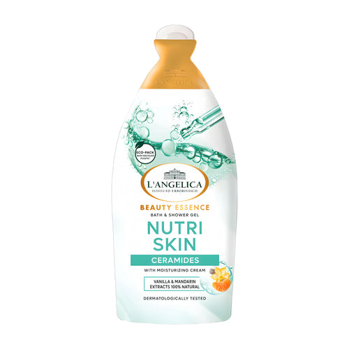 L'Angelica Beauty Essence Nutri Skin Ceramides bath & shower gel on a white background