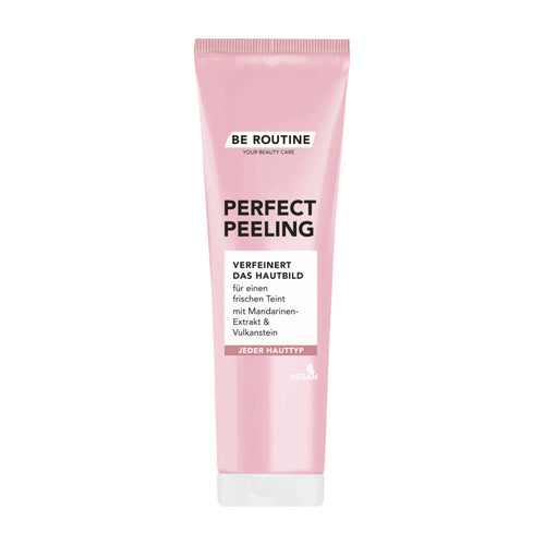 Pink tube of 'Perfect Peeling' by BE ROUTINE on a white background