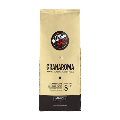 Caffè Vergnano Granaroma coffee beans packaging on a white background