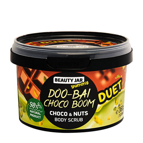 Beauty Jar Doo-Bai Choco Boom body scrub container on a white background