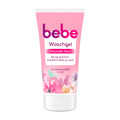 Pink tube of bebe Face Wash Gel with floral design on a white background