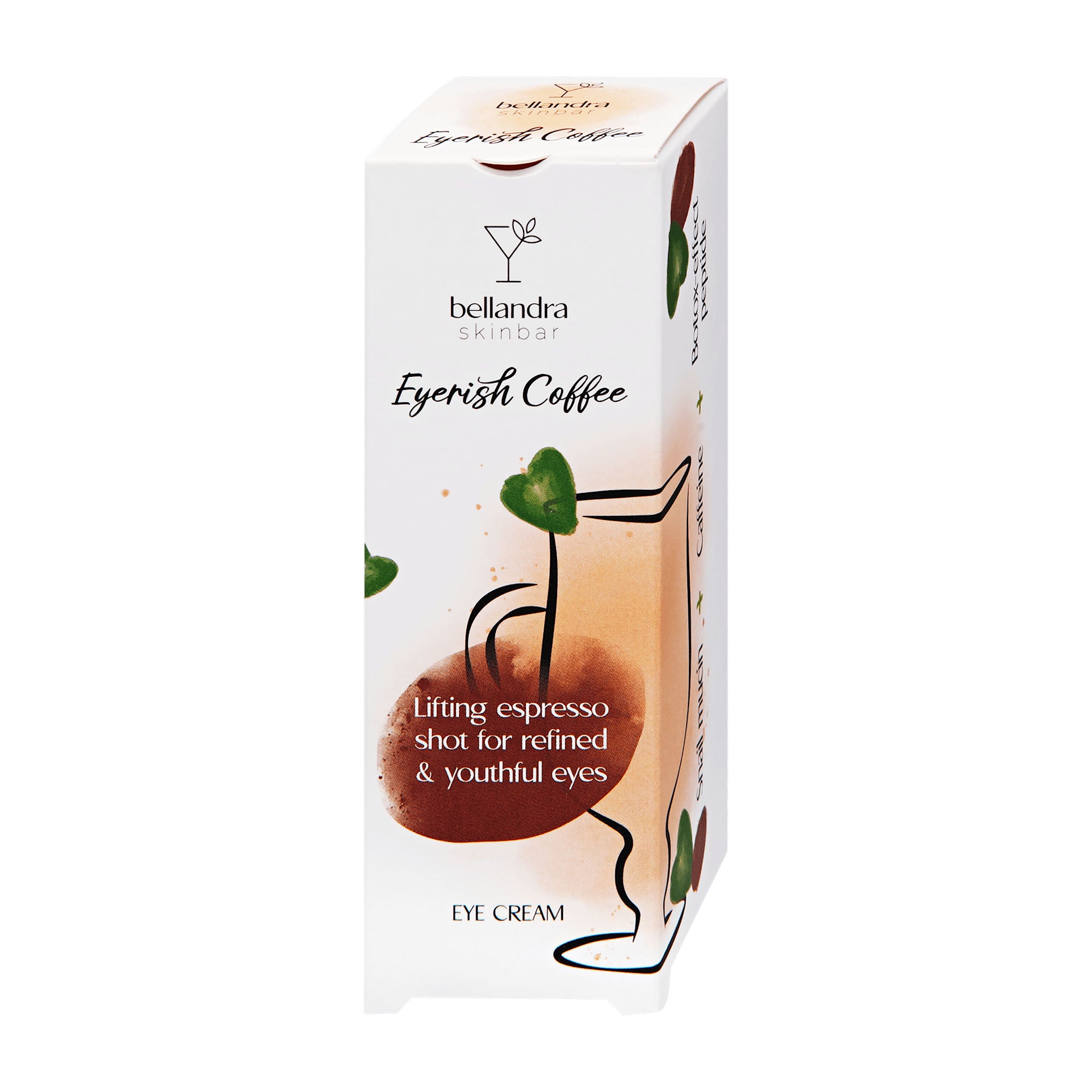 Bellandra Eyerish Coffee eye cream packaging on a white background