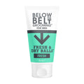 Tube of Below the Belt Grooming for Men Intimate Deodorant Fresh & Dry Balls fresh scent product on a white background