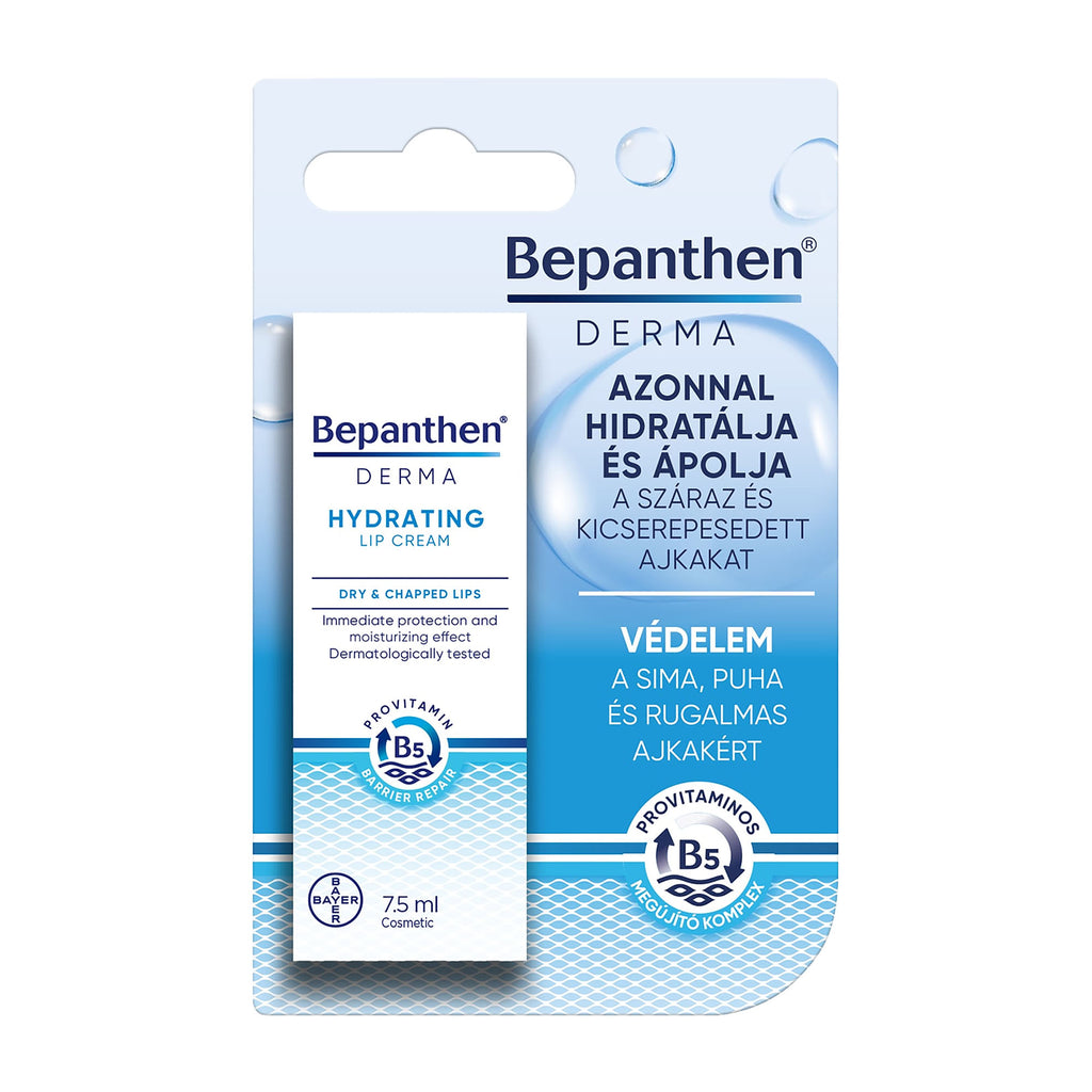 Bepanthen Derma Hydrating Lip Cream packaging on a white background