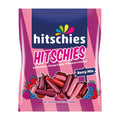 Packaging of hitschies berry mix chewy candy with colorful design on a white background