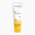 A squeeze tube of Bettina Barty Vanilla Express Hand Cream with a yellow cap, featuring a white and yellow design with a vanilla flower illustration, set against a plain white background.