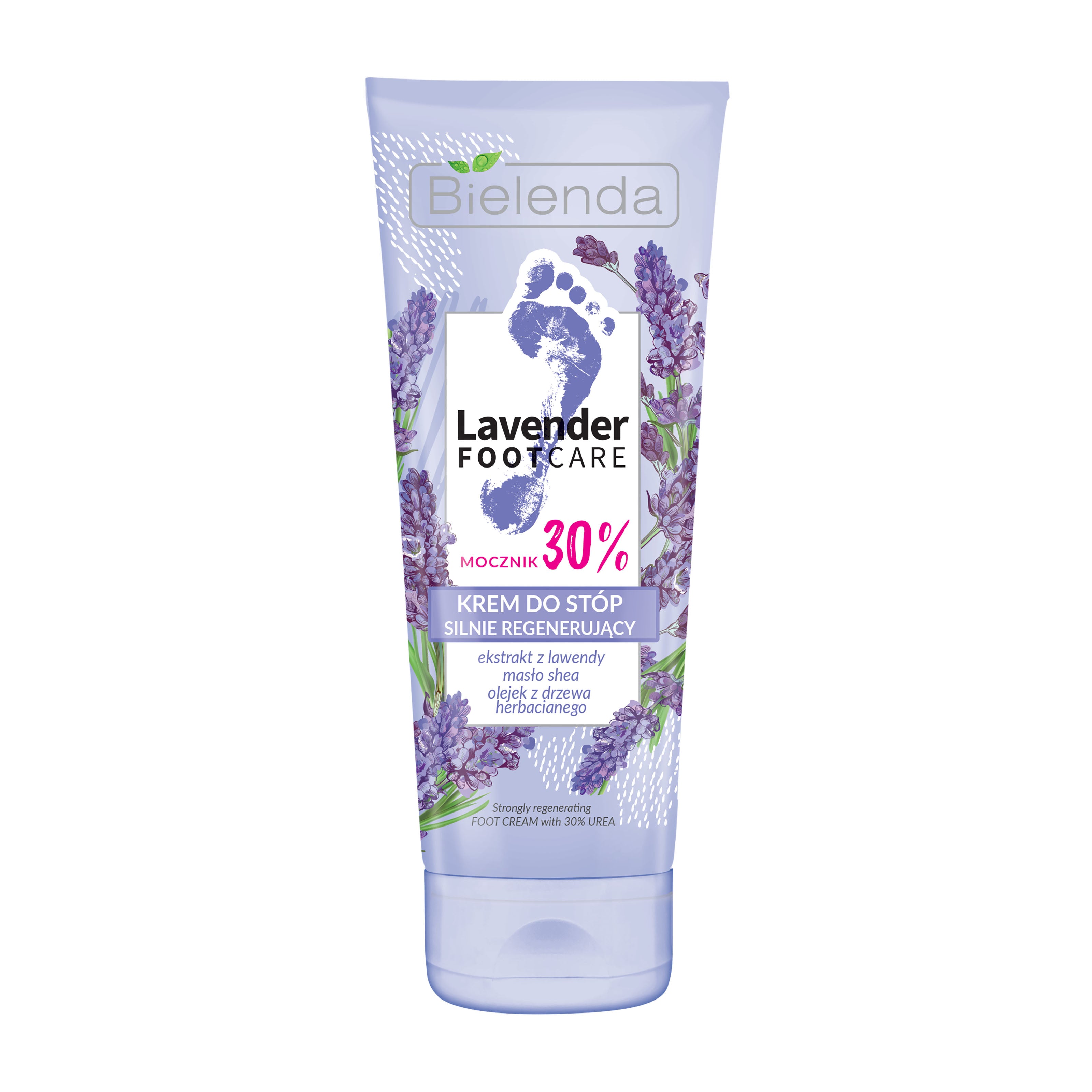 Bielenda Lavender Foot Care cream tube on a white background