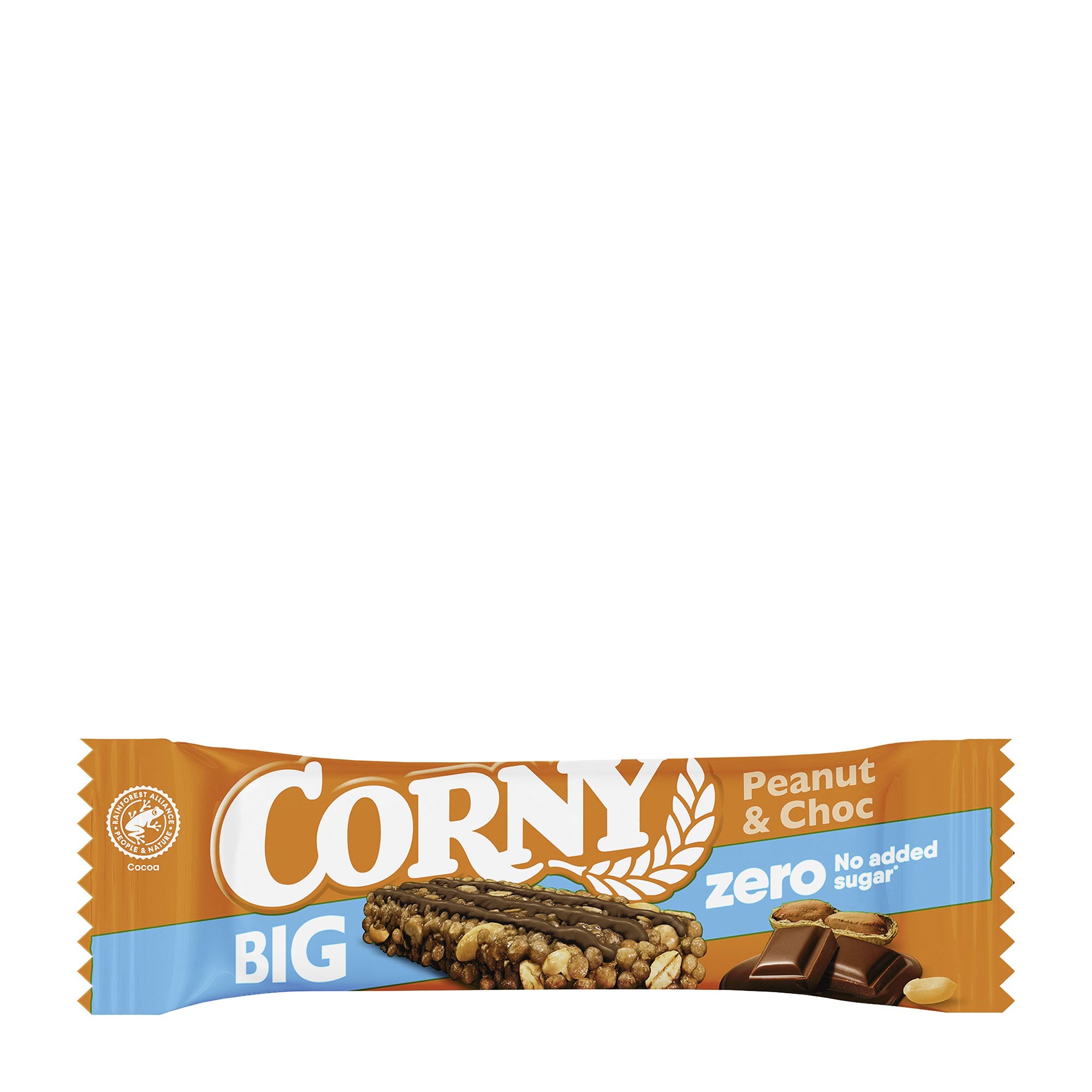 Corny Big Zero Barre muesli Cacahuètes et Chocolat sans sucre ajouté, 40 g
