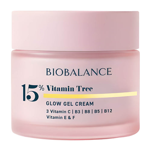 Biobalance 15% Vitamin Tree Glow Gel Cream jar on a white background
