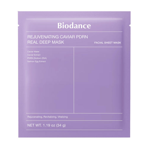 Biodance rejuvenating caviar facial sheet mask packaging on a white background