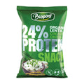 Green packaging of Biopont Cream & Onion organic protein snack on a white background.
