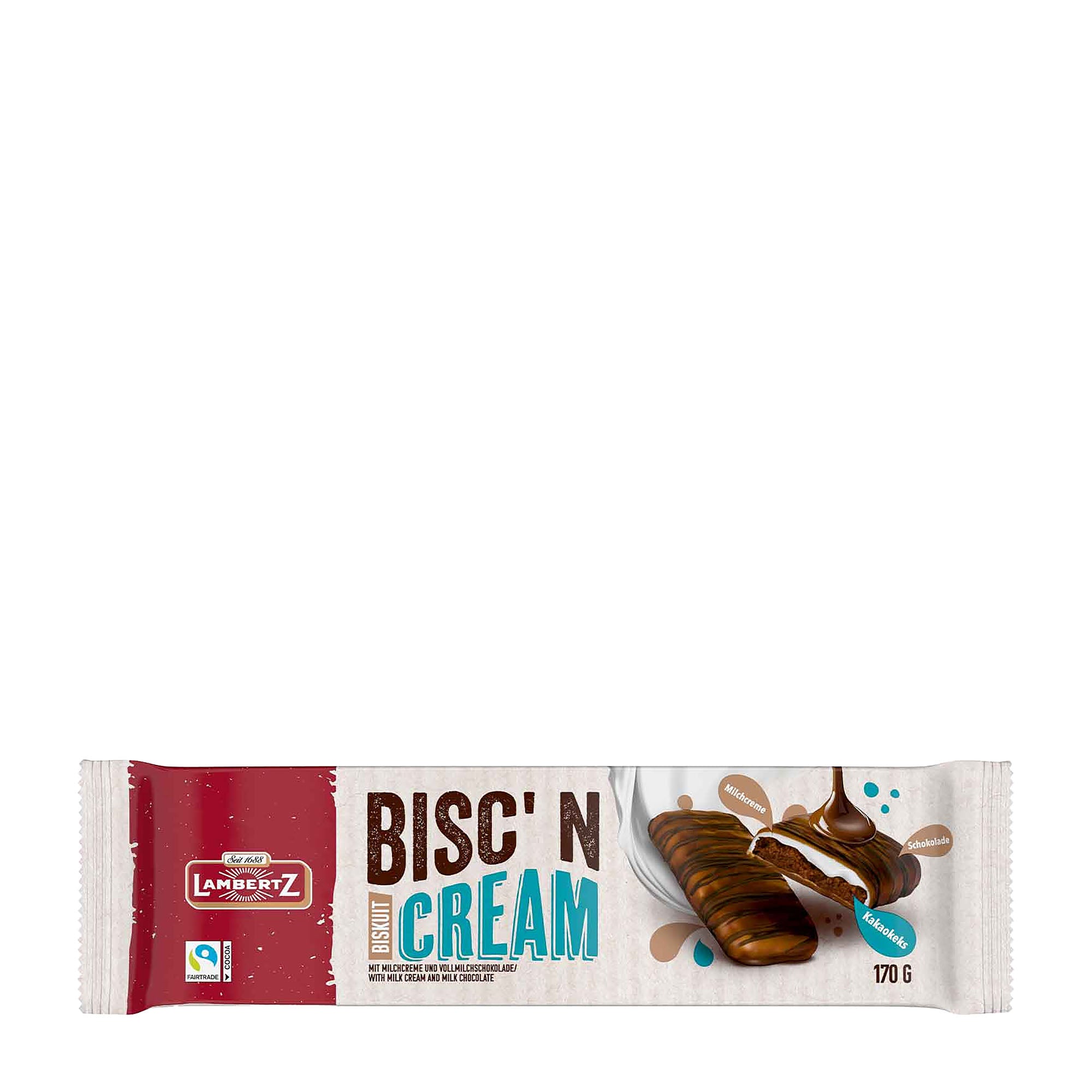 Lambertz Bisc'n Cream Cocoa packaging on a white background