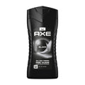 Axe Black body wash in a black plastic bottle with a label showing the scent as frozen pear and cedarwood, and the size as 400 ml.