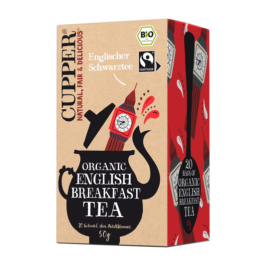 Cupper Organic English Breakfast Tea black tea, 20 Count