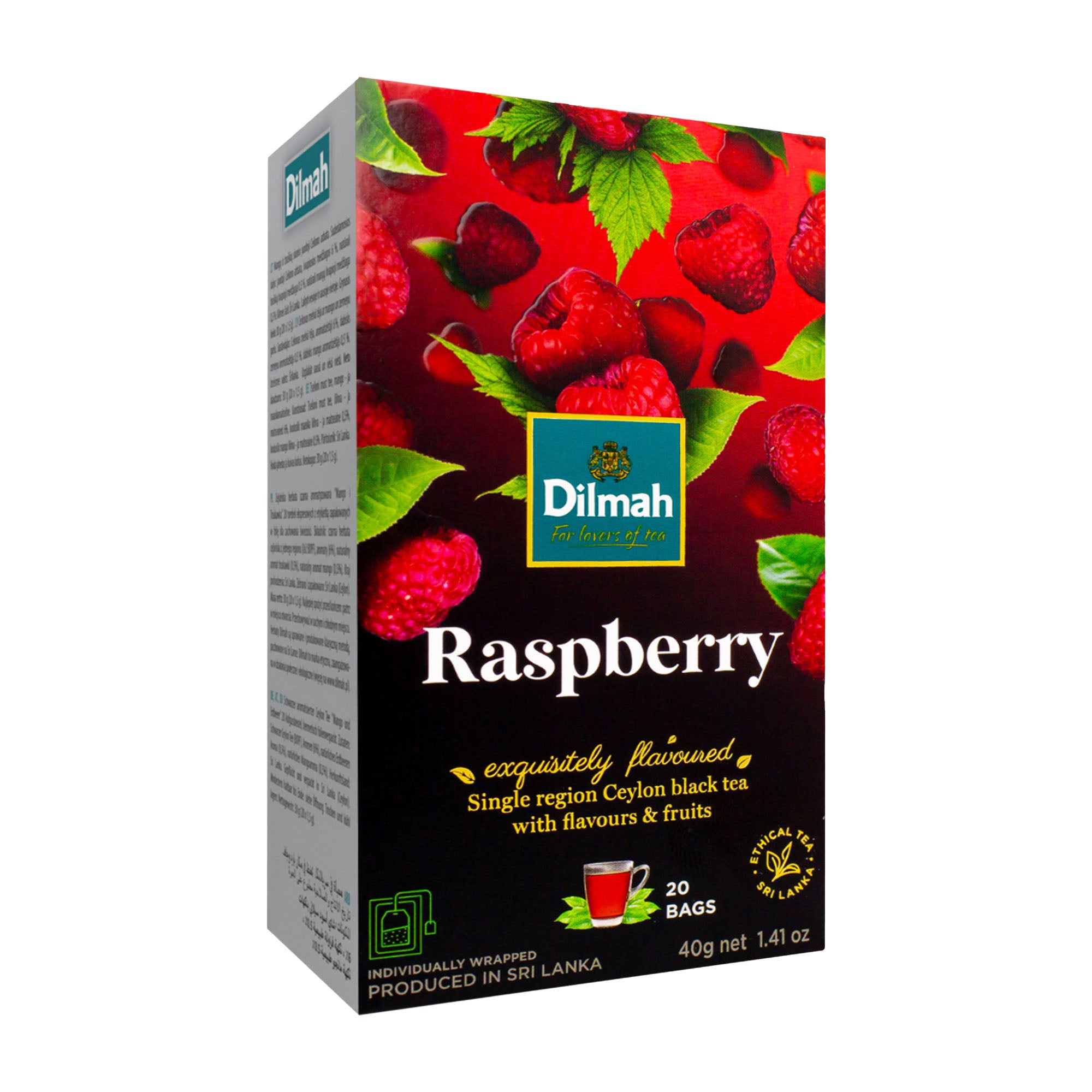 Dilmah Raspberry black tea, 20 Count
