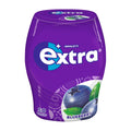 A container of Wrigley's Extra Blueberry chewing gum with 50 pieces.