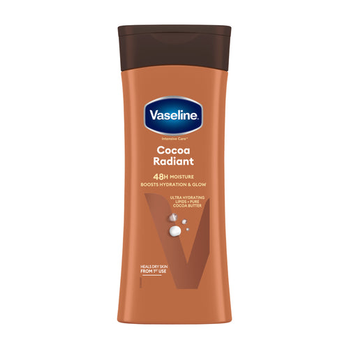 Vaseline Cocoa Radiant body lotion on a white background