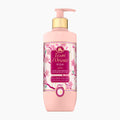 A 400ml pump bottle of Tesori d'Oriente Ikigai moisturizing body lotion in a soft pink color with a gold pump collar and a floral label, set against a plain white background.