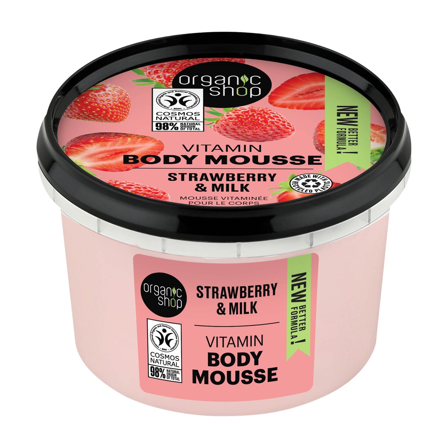 organic shop Strawberry & Milk vitamin body mousse, 250 mL