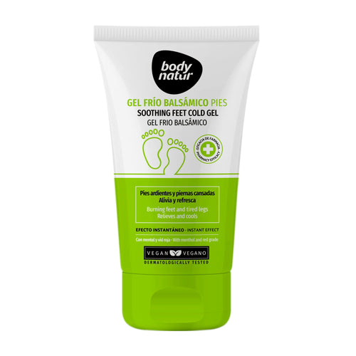 Body Natur Soothing feet cold gel tube on a white background