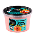 Container of Organic Shop Sport Post-Workout Body Scrub with peach and magnesium ingredients on a white background