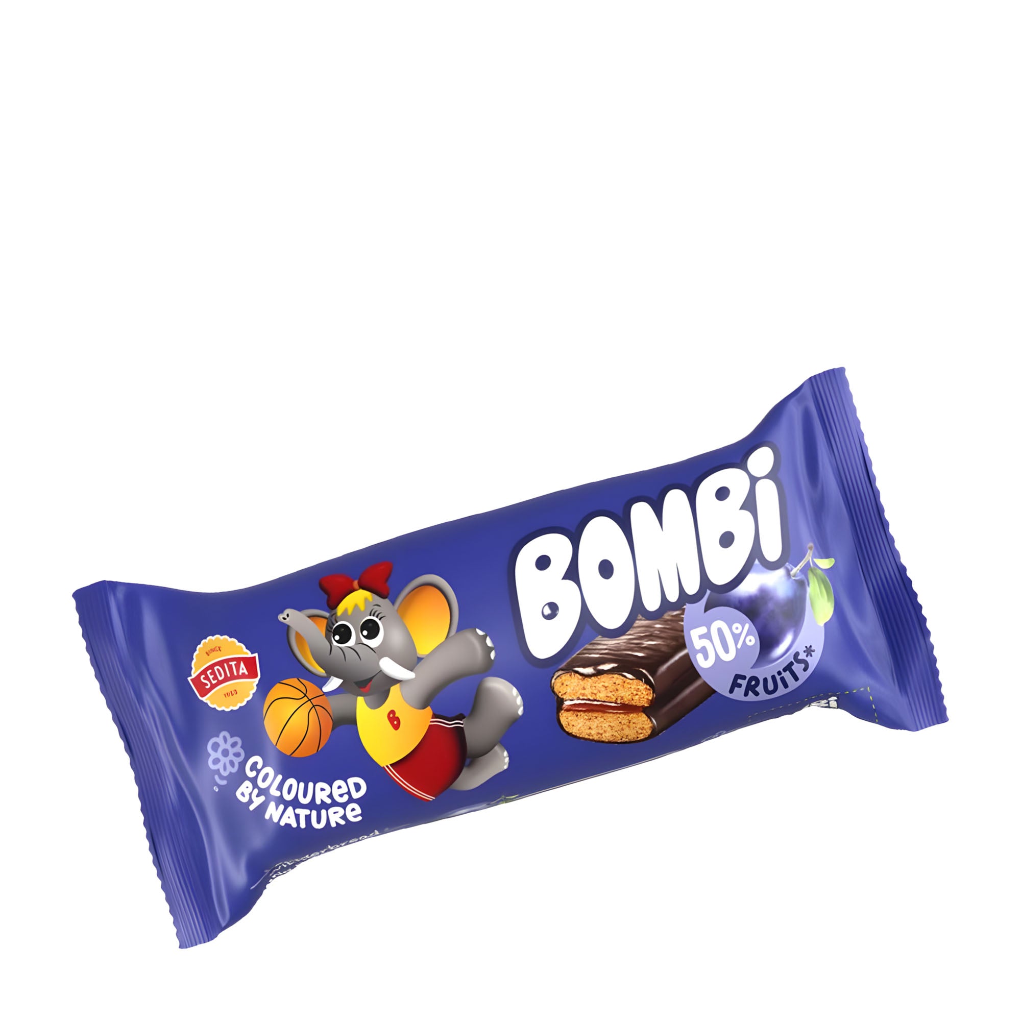 Bombi Plum Gingerbread Bar packaging on a white background.