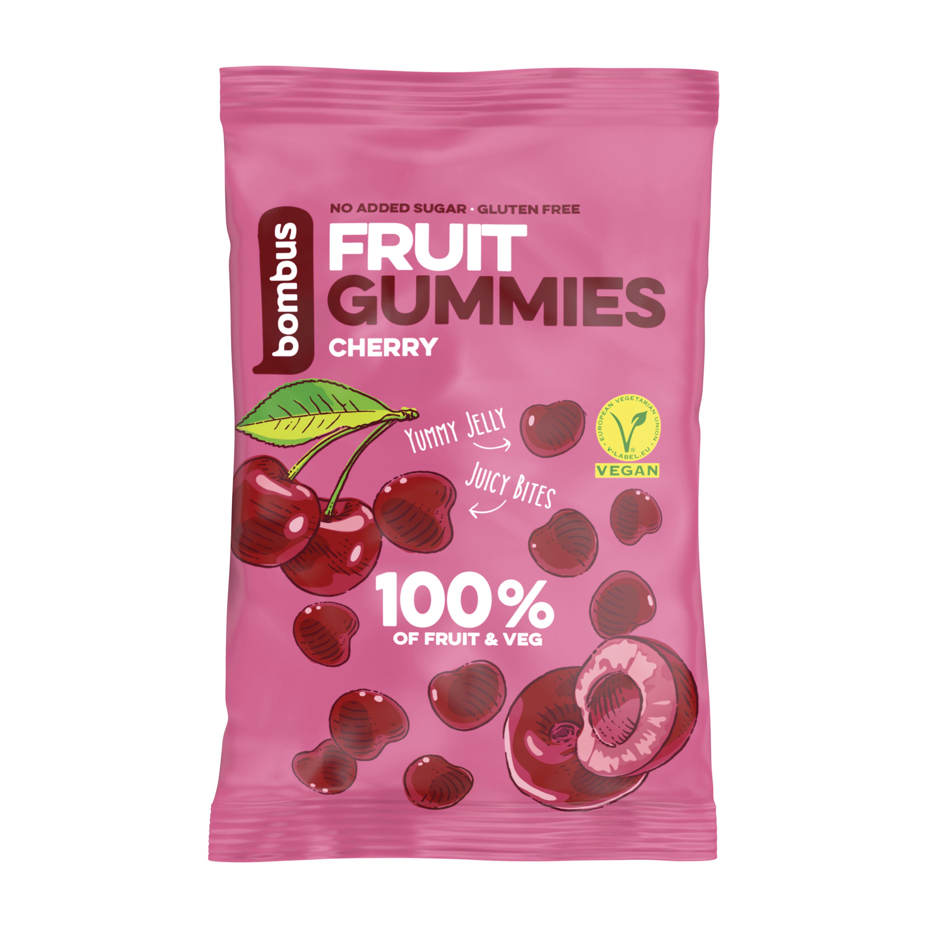 bombus Cherry Fruit Gummies packaging on a white background