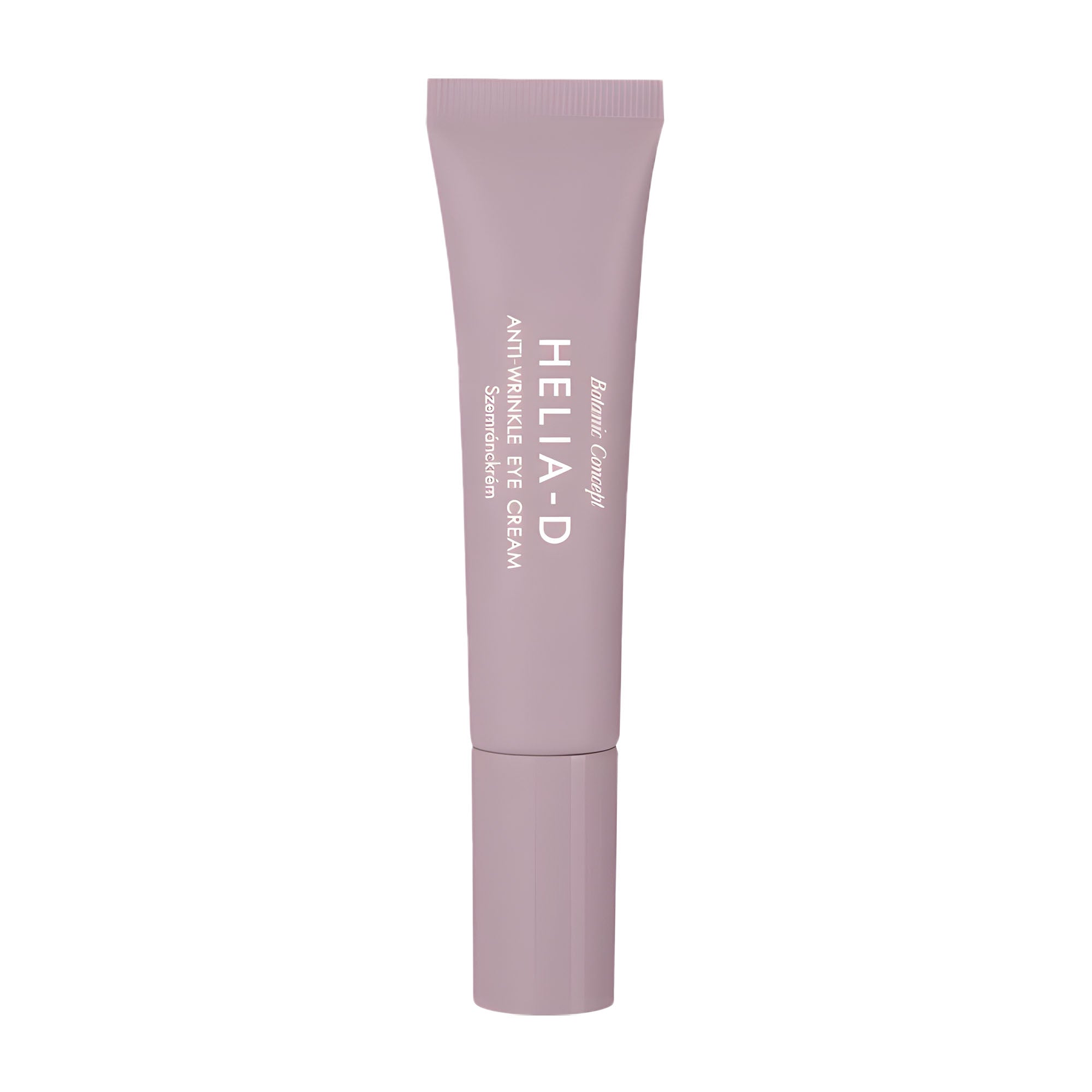 Purple tube of Helia-D eye cream on a white background