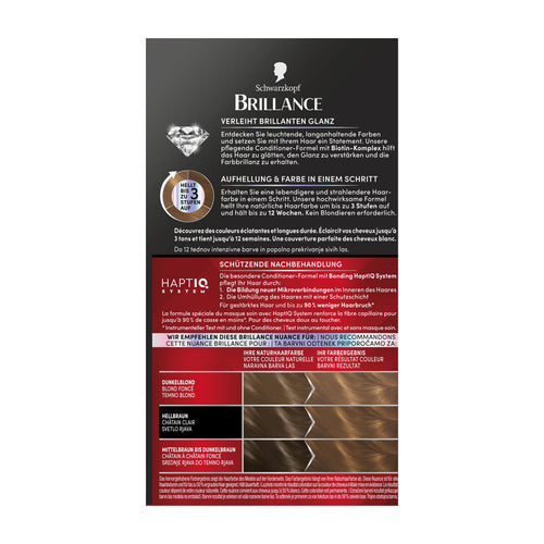 Schwarzkopf Brillance Aufhellung & Farbe L865 Honigbraun