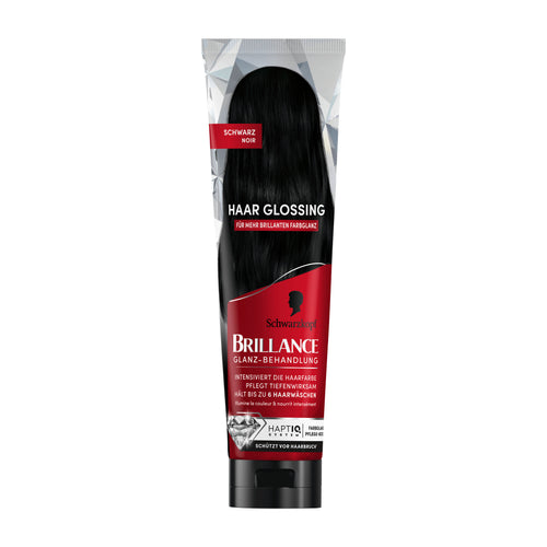 Schwarzkopf Brillance Black color gloss treatment packaging on a white background