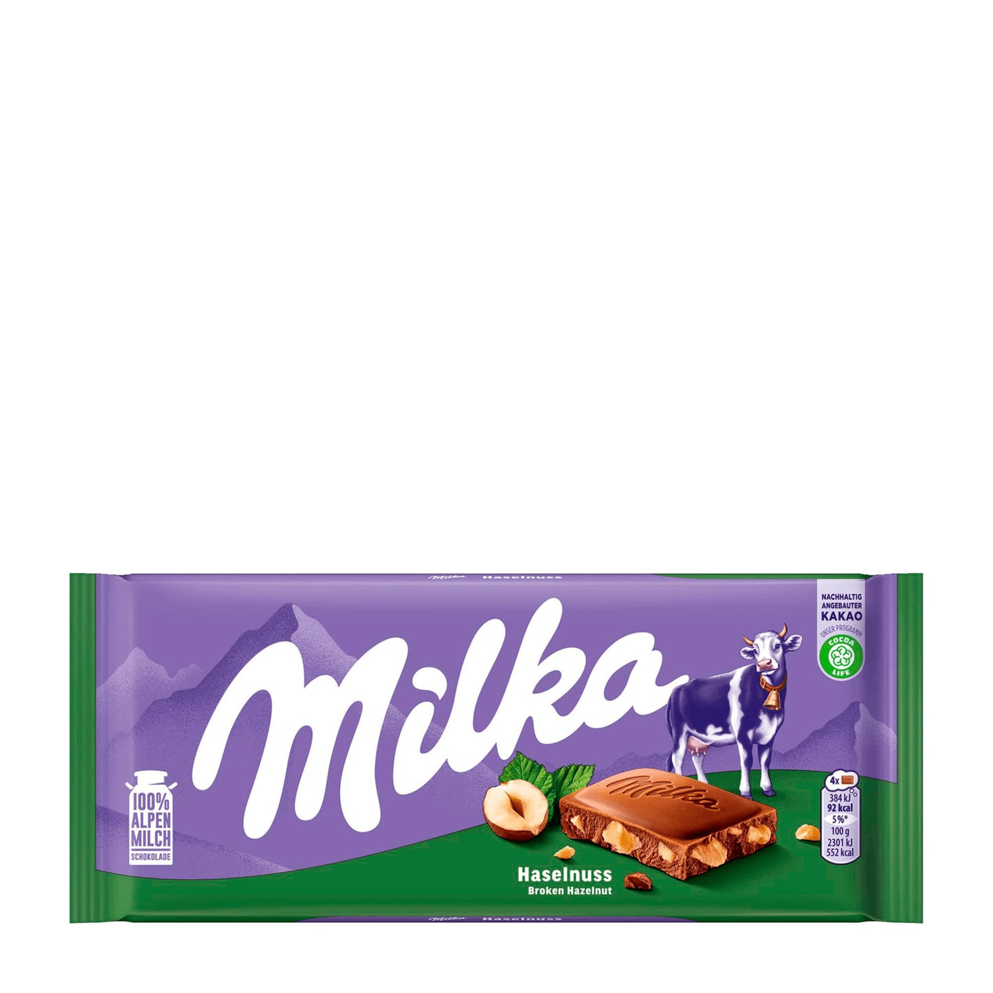 Milka Broken Hazelnut Milk Chocolate Bar, 100 g