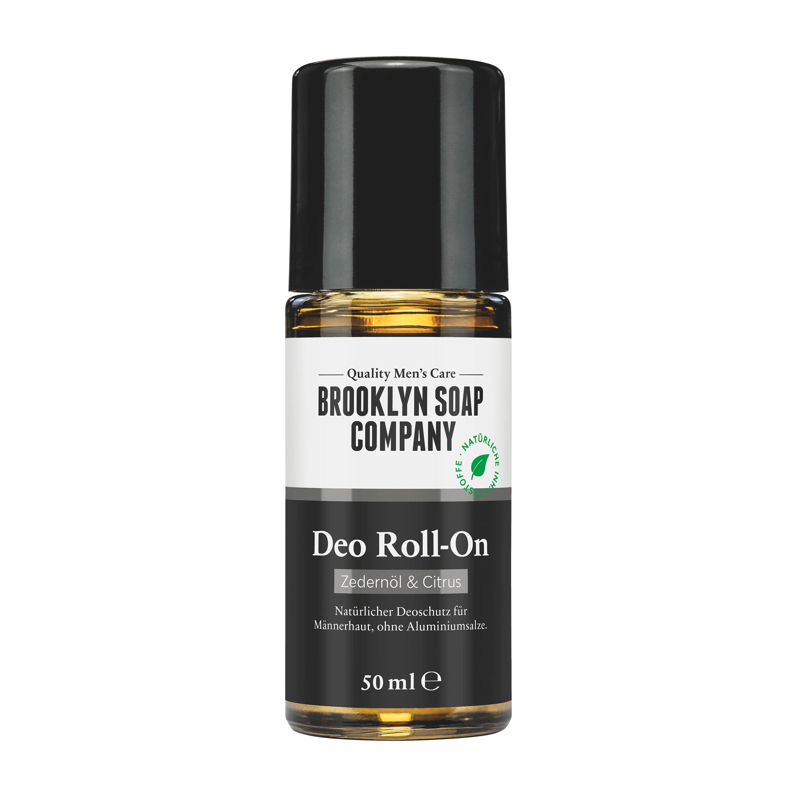 Brooklyn Soap Company Cedarwood & Citrus Deo Roll-On bottle on a white background