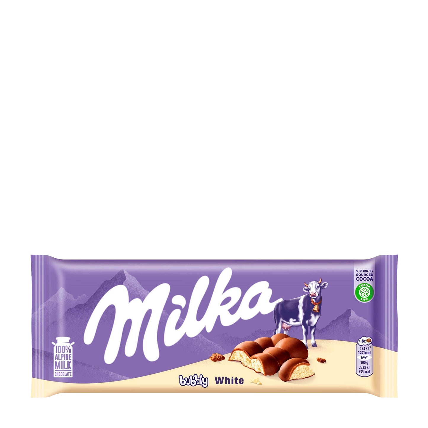 Milka Bubbly White Chocolate Bar, 95 g