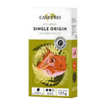 Cafe Frei Colombia Single Origin Caturra Exelso coffee beans packaging with a lizard illustration on a white background