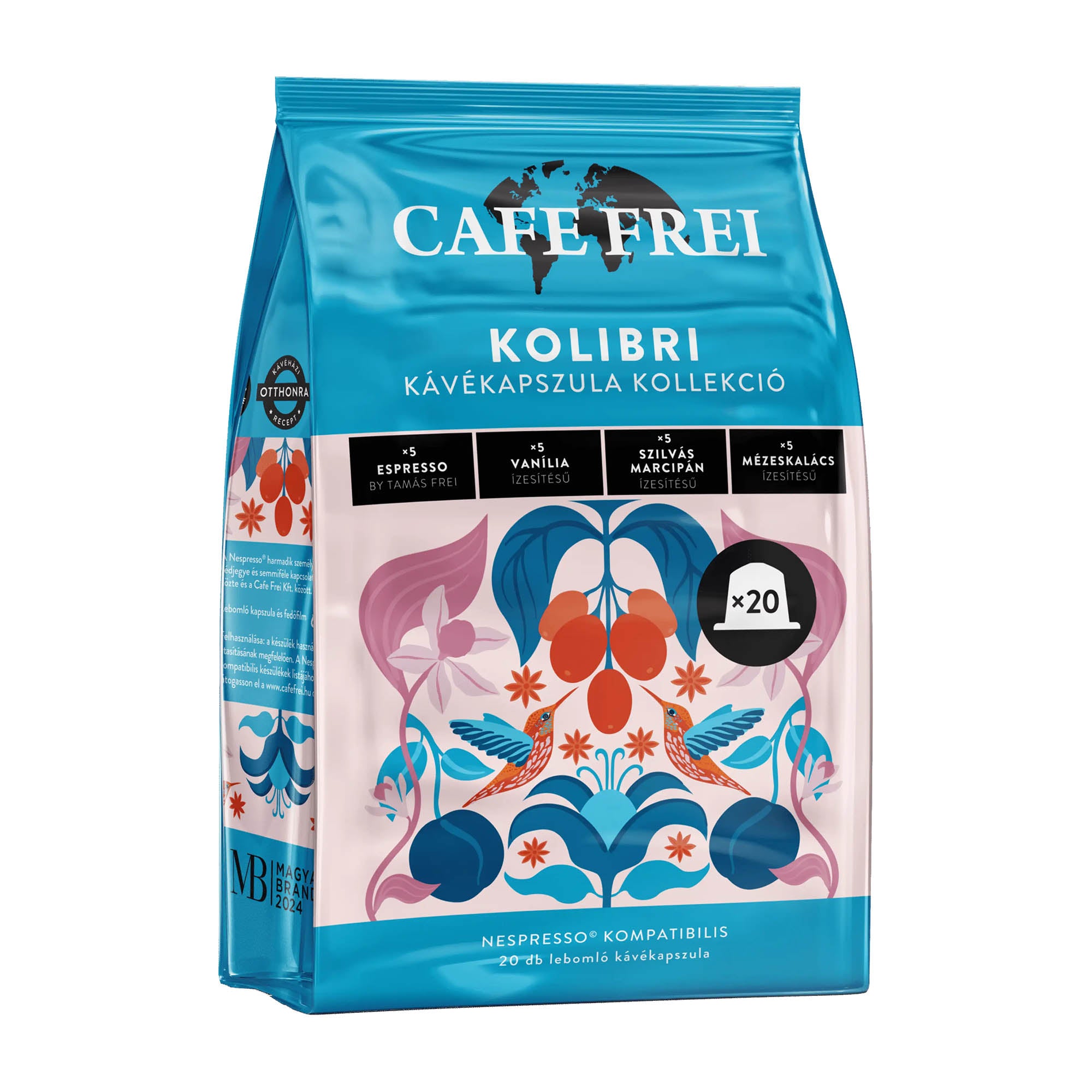 Cafe Frei Hummingbird Collection coffee capsule packaging on a white background
