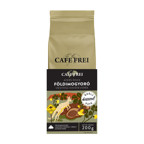 Cafe Frei Ayers Rock Peanut ground coffee packaging on a white background.