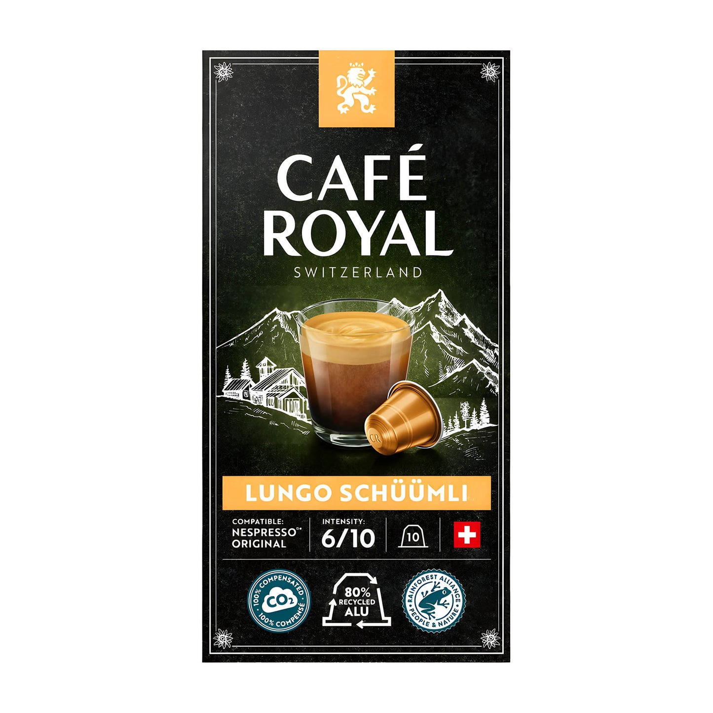 Cafe Royal Lungo Schuumli nespresso coffee capsules, 10 Count