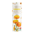 Caola Marigold & Chamomile body powder packaging with calendula flowers on a white background