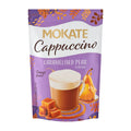 Mokate Cappuccino packaging with caramelised pear flavor on a white background