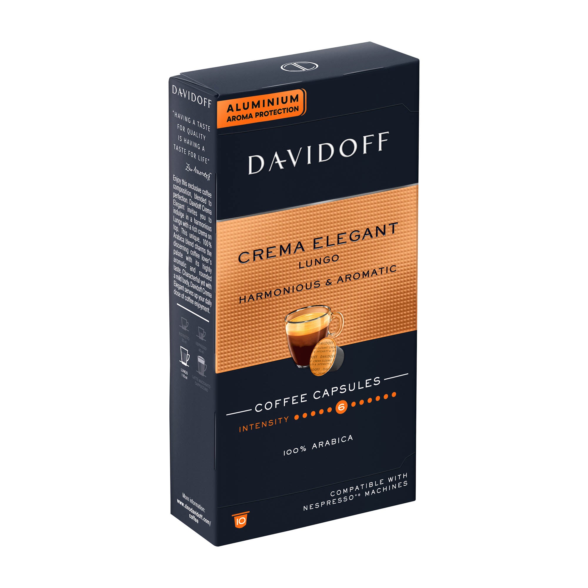 Davidoff Capsules de café Nespresso Crema Elegant, 10 unités