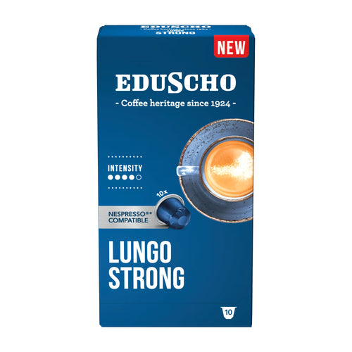 Eduscho Lungo Strong Coffee Capsules packaging on a white background.