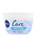 Nivea Care nourishing cream jar on a white background