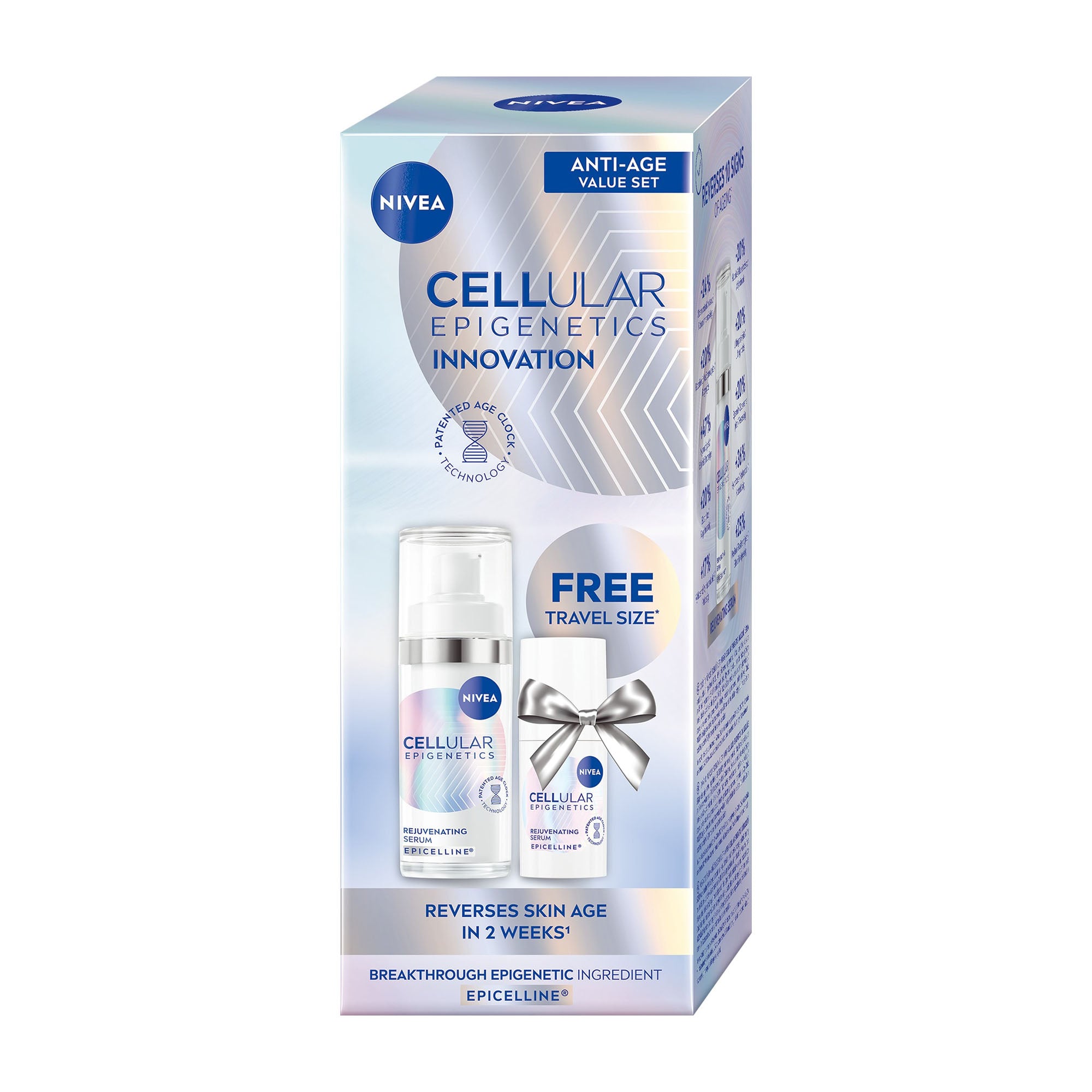 Nivea Cellular Epigenetics face serum value set duopack packaging on a white background