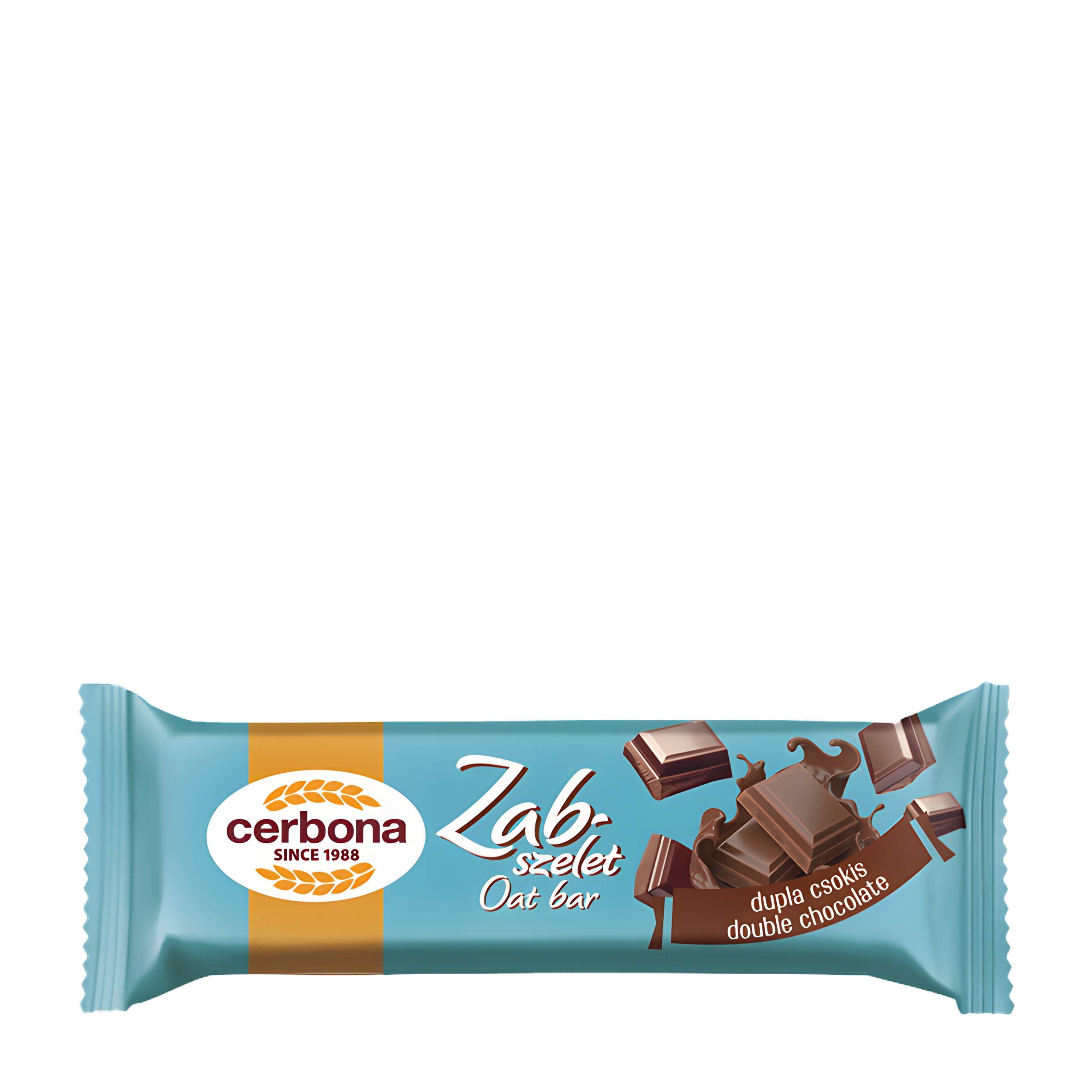 Cerbona Double Chocolate Oat bar packaging on a white background
