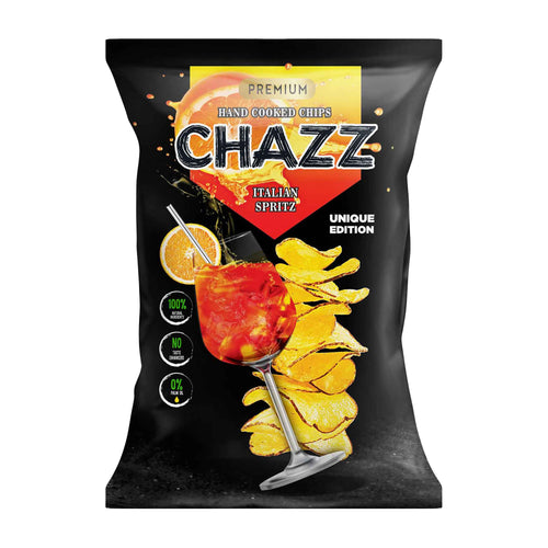 Chazz Italian Spritz potato chips packaging on a white background.