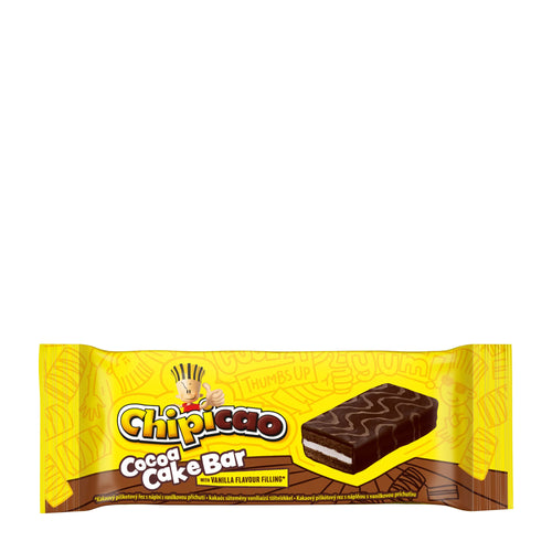 Chipicao Cocoa Cake Bar with Vanilla Flavor packaging on a white background