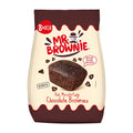 Packaging of Mr. Brownie Chocolate Brownies showing the product name, an image of a chocolate brownie, and various decorations such as 'Chocolate Brownie of the Day' and 'Mr.