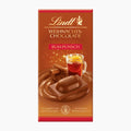 A Lindt Christmas Chocolate Rum Punch milk chocolate bar in its retail packaging, featuring a festive winter drink illustration with a glass of rum punch, cinnamon, and chocolate on a warm brown background.