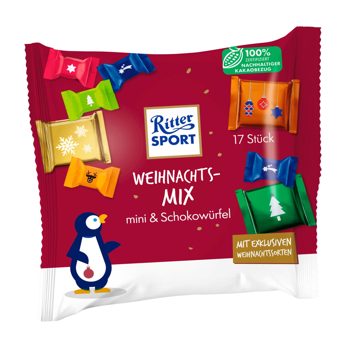 Ritter Sport Weihnachtsmix mini & Schokowürfel, 195 g