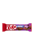 Packaging of Nestlé KitKat Chunky crunchy double choc wafer bar on a white background